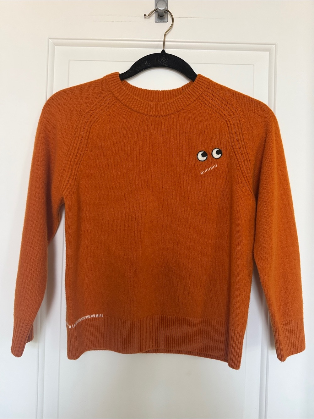 Anya Hindmarch x Uniqlo Orange Crewneck Sweater with Eye Detail